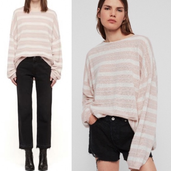 All Saints Tops - All Saints Cassia Stripe Boat Neck Sweater Large
